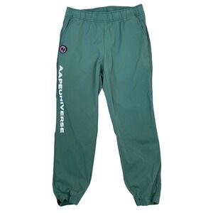 AAPE BY A‎ BATHING APE Green Nylon Spandex Jogger Pants AAPEUNIVERSE Mens Small